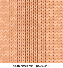 Beige realistic simple knit texture seamless pattern. Seamless knitted pattern. Vector illustration. Woolen cloth. Illustration for design, backgrounds, wallpaper.