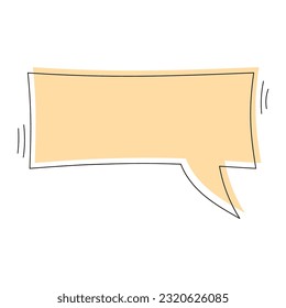 Beige Rectangular Speech Bubble. Hand Drawn Colorful Comics Illustration