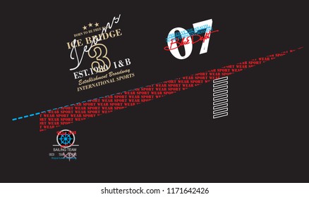 Beige, red and blue texts with around white lines on black background. Vector illustration.