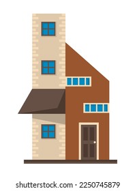 beige and red house facade icon
