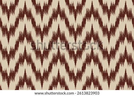 Beige red ikat zigzag line, ornament endless abstract cloth canvas dynamic wave grunge stripe textile beautiful print pattern draw colorful hand seamless ogee fashion ethnicity