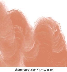 beige red
 watercolor cloud pattern with white rimmed areas on white background, vector illustration