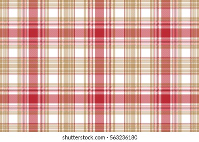 Beige red white fabric texture seamless background. Vector illustration.
