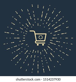 Beige Refresh shopping cart icon isolated on dark blue background. Online buying concept. Delivery service sign. Update supermarket basket symbol. Abstract circle random dots. Vector Illustration