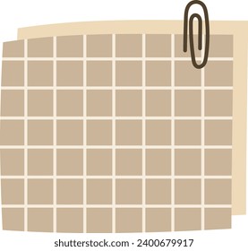 Nota recordatorio beige con clip de papel, icono plano