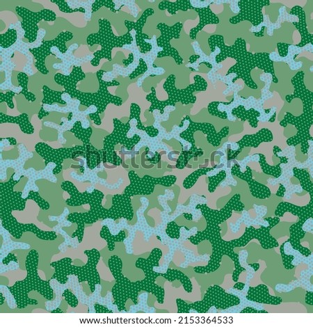 Beige Repeated Doted Graphic Print. Brown Repeated Abstract Graphic Texture. Autumn Seamless War Vector Pattern. Camouflage Fabric Desert Camouflage Seamless Pattern. Green
