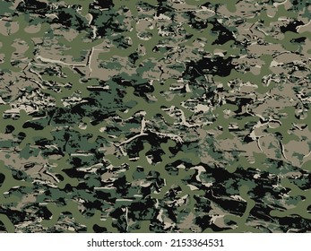 Beige Repeated Fashion Vector Army Backdrop. Seamless Black Colorful Graphic Military Design.  Desert Seamless Abstract Vector Camo Fabric. Repeated Dark Graphic Commando Wallpaper. 