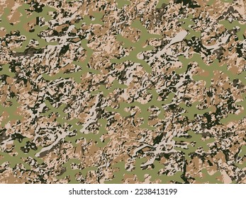 Diseño De Combate Gráfico Repetido Beige. Vector de guerra marrón impecable textil militar.  Black Repeated Colorful Vector Army Arte. Camo gráfico del Desierto sin Margen. 