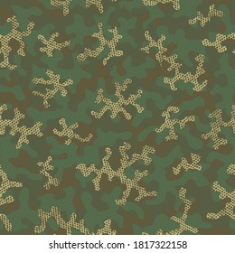 Beige Repeated Modern Vector Pattern. Green Seamless Circle Graphic Wrapping. Camouflage Man Desert Seamless Camo Graphic Print. Brown Camouflage Seamless Pattern. Green