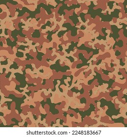 Beige Repeated Monochrome Vector Pattern. Khaki Seamless Doted Graphic Print. Brown Repeated Army Vector Wrapping. Camouflage Digital Green Camouflage Seamless Pattern. Camoflage