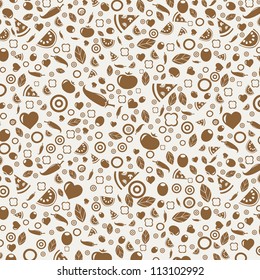 Beige Restaurant Background With Icons, Vector Illustration