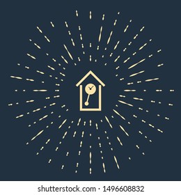 Beige Retro wall watch icon isolated on dark blue background. Cuckoo clock sign. Antique pendulum clock. Abstract circle random dots. Vector Illustration