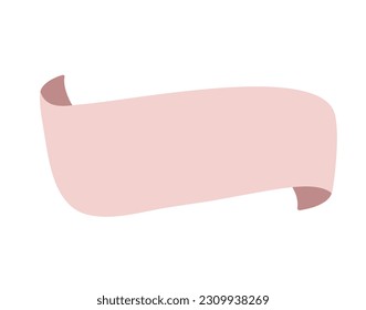 Beige ribbon banner icon, Web design element. Hand drawn vector illustration. Place for your text for business, greeting card and holidays copy space