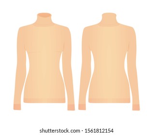Beige roll neck shirt. vector illustration