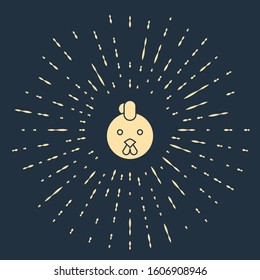 Beige Rooster zodiac sign icon isolated on blue background. Astrological horoscope collection. Abstract circle random dots. Vector Illustration