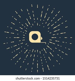 Beige Roulette construction icon isolated on dark blue background. Tape measure symbol. Abstract circle random dots. Vector Illustration