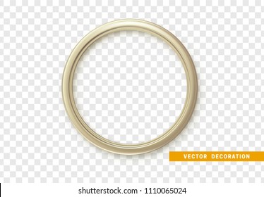 Beige round frame isolated on transparent background.
