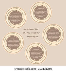 Beige round infographics template with step, options. Can be used for infographic, banner, poster, web design, brochure, presentation. Vector illustration