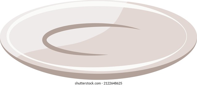 Beige round plate, vector image isolated on white background