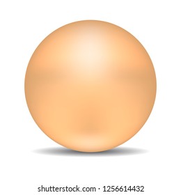 Beige Round Sphere or Ball. Realistic Pearl isolated on white background. Vector Illustration for Your Design.