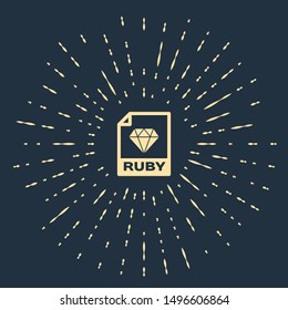 Beige RUBY file document. Download ruby button icon isolated on dark blue background. RUBY file symbol. Abstract circle random dots. Vector Illustration