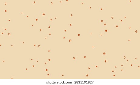 Beige and rust abstract background with scattered minimalist organic shapes and dots modern simple pattern