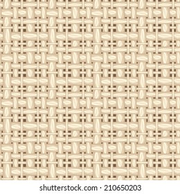 Beige sacking fabric texture. Vector seamless background.