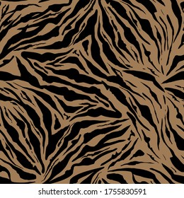 Beige Safari pattern background, tiger animal skin print, vector seamless design. African safari leopard animal fur pattern with black spots background, modern decoration