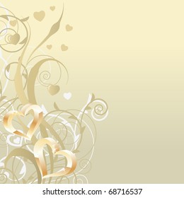 Beige saint valentine greeting card with plants and hearts