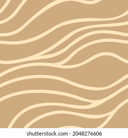 Beige sand minimalistic waves lines seamless pattern for wrapping, wallpapers, background, textile and fabric.