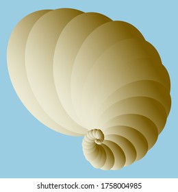 Beige sea shell icon on a blue background
