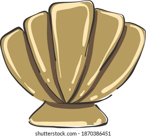 Beige sea shell, illustration, vector on white background.