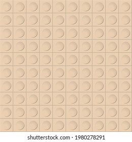 Beige seamless background with circles on squares. Simple flat design for website design, banner, advertising, poster or flyer, for texture, textiles and packaging. Simple background.