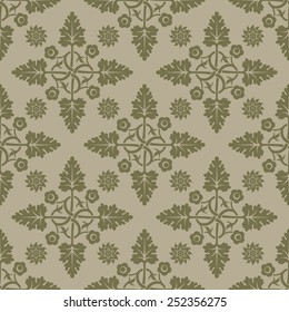 Beige seamless background. Floral elements. Pattern for wallpaper and fabrics. Editable vector file. 