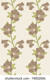 Beige seamless background with ledum flowers.