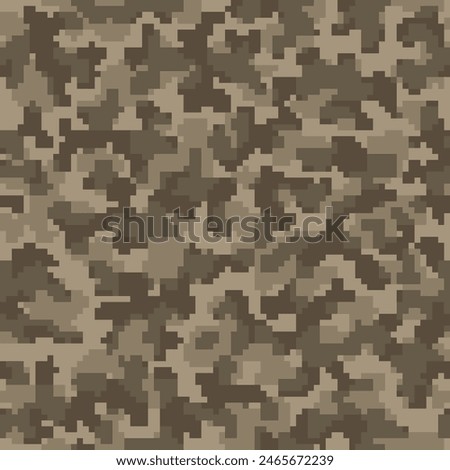 Beige Seamless Colorful Graphic Commando Print. Repeated Dark Grunge Digital Camo Wallpaper.  Desert Repeated Modern Geometric Camouflage Textile. Black Pixel Combat Fabric. 