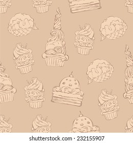 Beige seamless with dessert