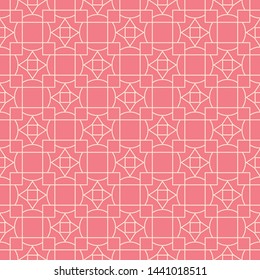 Beige seamless geometric print on pink background. Vector illustration