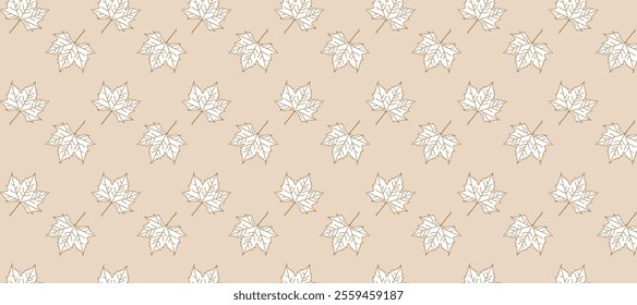 Beige seamless pattern with autumn maple leaves