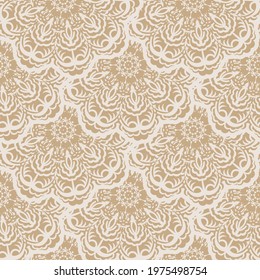 Beige seamless pattern with decorative ornaments. Vector 