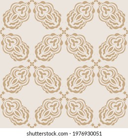 Beige seamless pattern with decorative ornaments. Good for menus, postcards, books, wallpaper and fabric. Vector illustration.