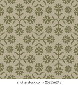 Beige seamless pattern. Floral elements. Background for wallpaper and textile. Editable vector file.