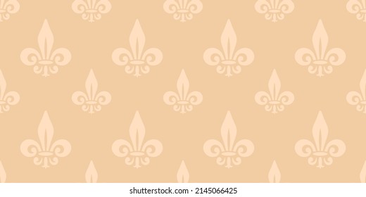 patrón ininterrumpido de color beige, símbolo heráldico de flores de lirio, ilustración vectorial 