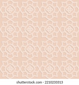 Patrón ininterrumpido beige, fondo arabesco ornamental monocromo para diseño y decoración, ilustración vectorial