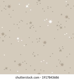 
Beige seamless pattern with moon and shining stars. Kids texture for fabric, wrapping, textile, wallpaper, apparel.