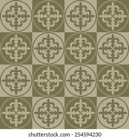 Beige seamless pattern. Royal elements in a gothic style. Ornament for a tiles, mosaics, wallpaper and textile. Editable vector file.