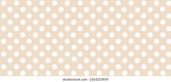 Beige seamless pattern with white polka dots