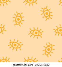Beige seamless pattern with yellow eyes