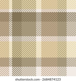 Beige seamless plaid tartan pattern, sand color natural fabric swatch, textile, geometric background