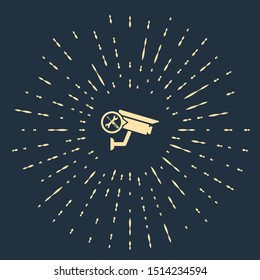 Beige Security camera with screwdriver and wrench icon isolated on dark blue background. Adjusting, service, setting, maintenance, repair, fixing. Abstract circle random dots. Vector Illustration